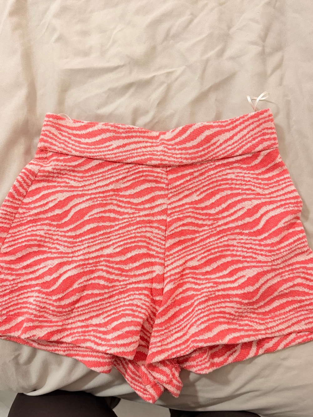 Zara Coral Pink Zebra-Print High-Waist Shorts